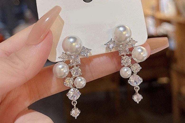 CEDH339 SYB Pearl Ear Drop Earrings Pair