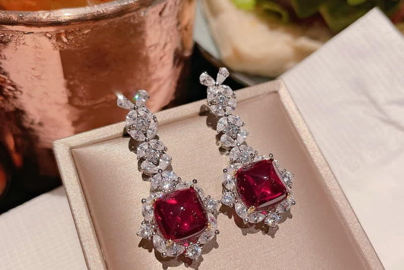 TEDH340 KRL Tear Square Drop Earrings Pair