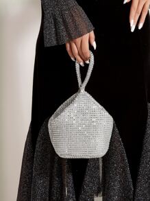 Rhinestone Decor Bucket Bag Mini