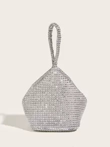 Rhinestone Decor Bucket Bag Mini