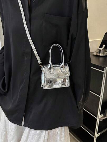 Crocodile Pattern Mini Handbag, Crossbody Bag