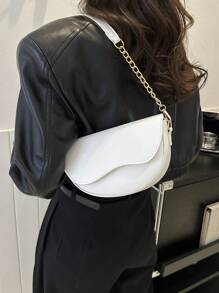 1pc Fashionable Solid Color Simple Flap Mini Shoulder Bag, Suitable For Women's Daily Use, Dating, And Gift