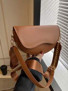 1pc Fashionable Solid Color Simple Flap Mini Shoulder Bag, Suitable For Women's Daily Use, Dating, And Gift