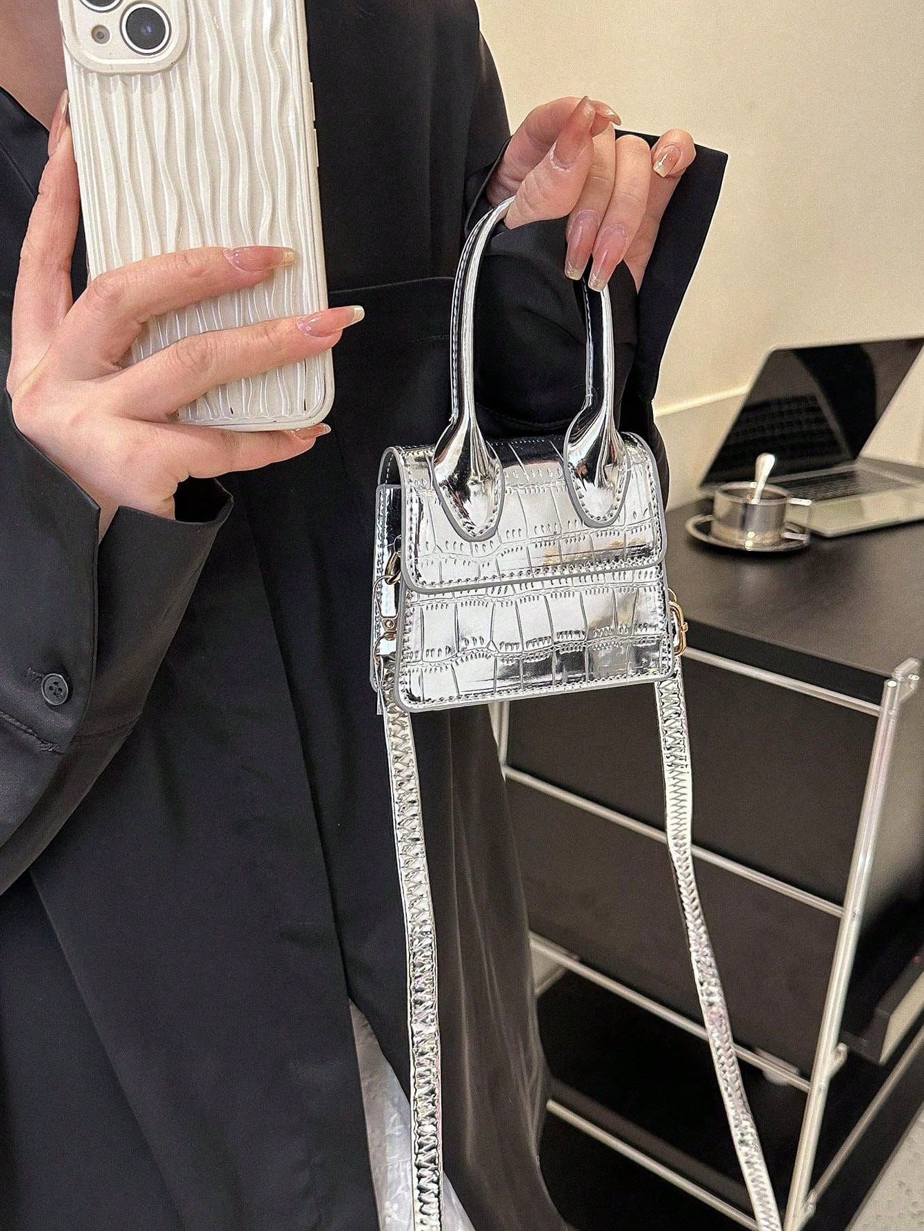 Crocodile Pattern Mini Handbag, Crossbody Bag