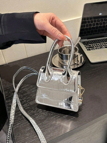 Crocodile Pattern Mini Handbag, Crossbody Bag