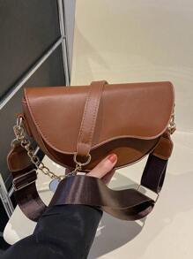 1pc Fashionable Solid Color Simple Flap Mini Shoulder Bag, Suitable For Women's Daily Use, Dating, And Gift