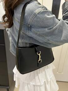 Black Buckle Shoulder Bag