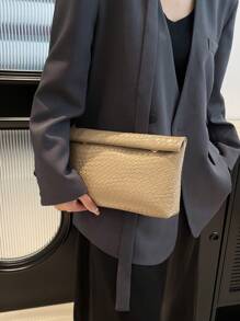 Fashionable Solid Color Hand-Held Bag, Large Capacity Flip Cover Magnetic Buckle Small Square Bag, Crocodile Pattern Women's Bag, Versatile Dinner Bag For Women's Parties, Travel, Shopping