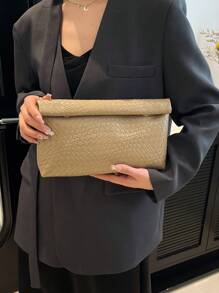 Fashionable Solid Color Hand-Held Bag, Large Capacity Flip Cover Magnetic Buckle Small Square Bag, Crocodile Pattern Women's Bag, Versatile Dinner Bag For Women's Parties, Travel, Shopping