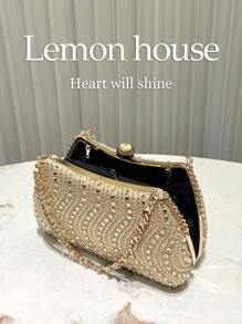 Gold Rhinestone Clutch Bag