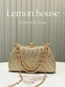Gold Rhinestone Clutch Bag