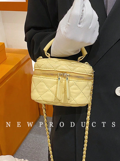 Lightweight Mini Bag, Chain Bag, Quilted Thread Bag, Clutch Bag, Bucket Bag, Crossbody Bag, Suitable For Teen Girls, College Students, And White Collar Workers, Perfect For Office, University, Work, Business, Commuting, Outdoor, Travel, Outing
