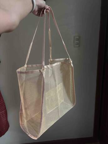 1pc Girl's Transparent Mesh Shoulder Bag, Fashionable E Large Capacity Tote Bag For Daily Commute
