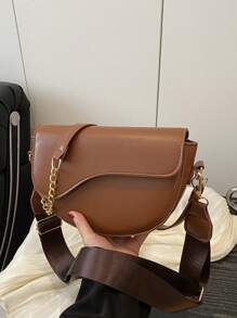 1pc Fashionable Solid Color Simple Flap Mini Shoulder Bag, Suitable For Women's Daily Use, Dating, And Gift