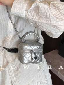 Lightweight Mini Bag, Chain Bag, Quilted Thread Bag, Clutch Bag, Bucket Bag, Crossbody Bag, Suitable For Teen Girls, College Students, And White Collar Workers, Perfect For Office, University, Work, Business, Commuting, Outdoor, Travel, Outing