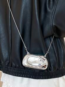 2025 New Minimalist Casual Retro Metal Decor Handbag, Clutch Bag With Chain Strap, Shoulder/Crossbody Bag