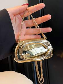 2025 New Minimalist Casual Retro Metal Decor Handbag, Clutch Bag With Chain Strap, Shoulder/Crossbody Bag