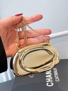 2025 New Minimalist Casual Retro Metal Decor Handbag, Clutch Bag With Chain Strap, Shoulder/Crossbody Bag