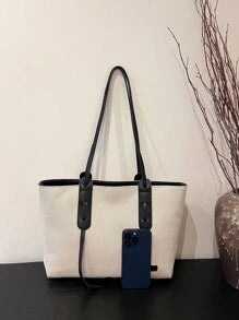 Casual Business Large Capacity Foldable Adjustable Strap Tote Bag, Suitable For Girls/Women Shopping, Work Commute, Outdoor, Business Activities, Gift For Mom