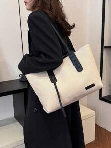 Casual Business Large Capacity Foldable Adjustable Strap Tote Bag, Suitable For Girls/Women Shopping, Work Commute, Outdoor, Business Activities, Gift For Mom