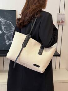 Casual Business Large Capacity Foldable Adjustable Strap Tote Bag, Suitable For Girls/Women Shopping, Work Commute, Outdoor, Business Activities, Gift For Mom