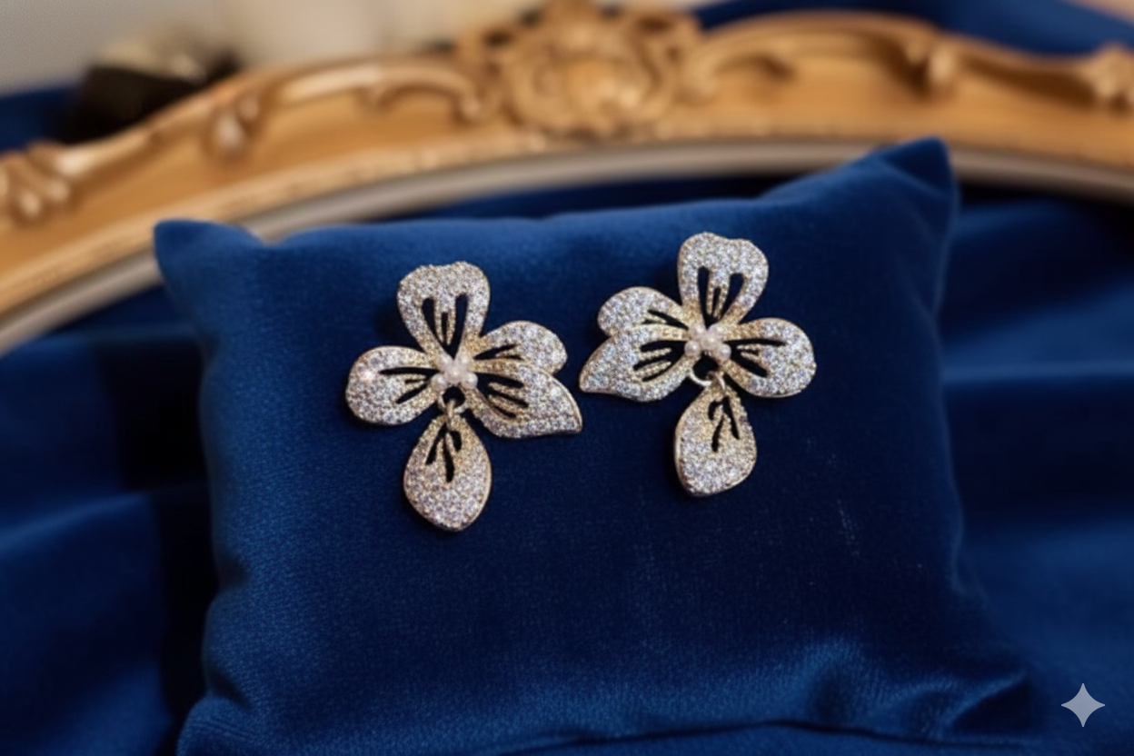 CEDH316 ZHL Flower Teardrop Earrings Pair