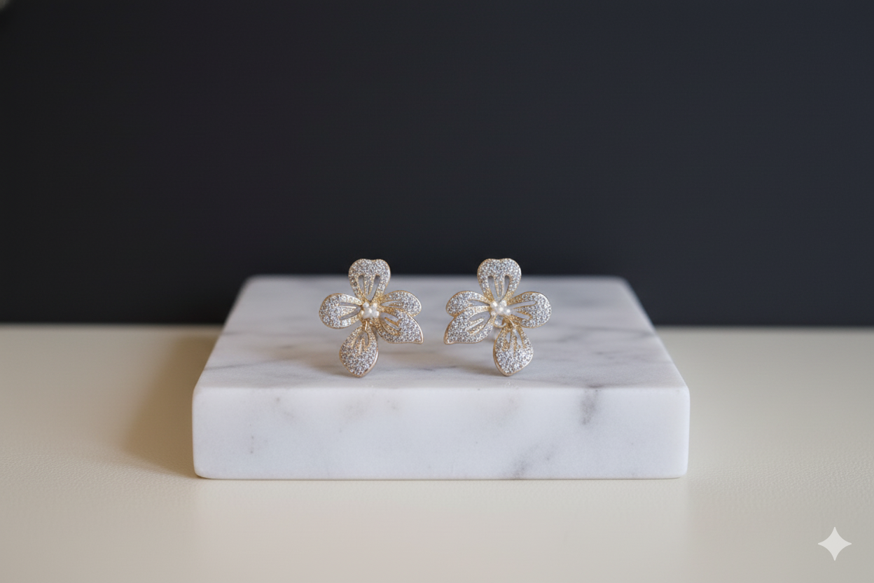 CEDH316 ZHL Flower Teardrop Earrings Pair