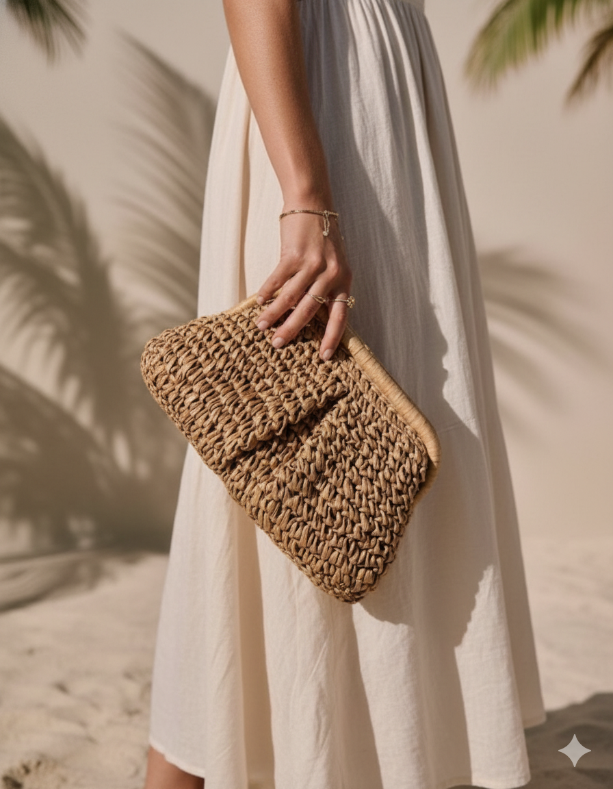 Gold Straw Bag