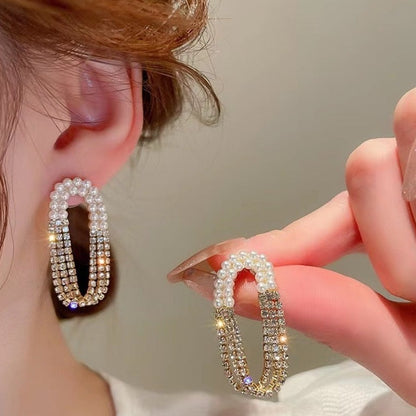 CEDH503 LSH Pearl Chain Drop Earrings Pair