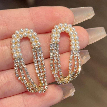 CEDH503 LSH Pearl Chain Drop Earrings Pair