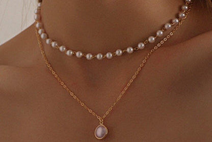 TNCH193 LQP Curb/Pearl Necklace
