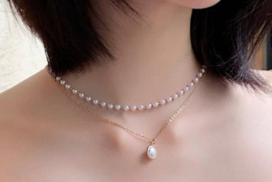 TNCH193 LQP Curb/Pearl Necklace