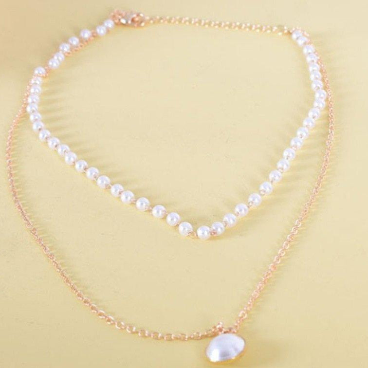 TNCH193 LQP Curb/Pearl Necklace