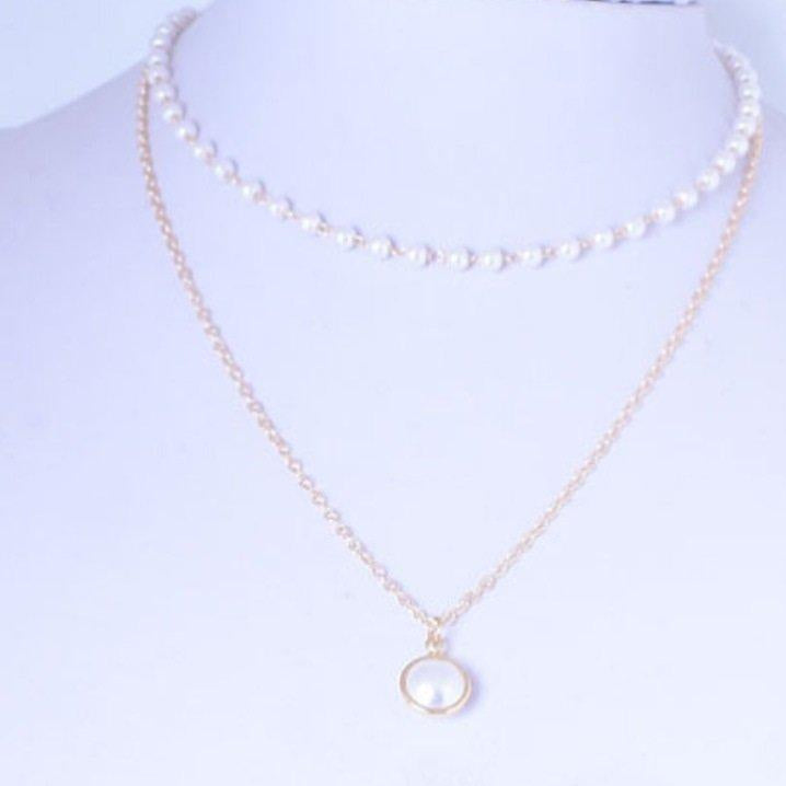 TNCH193 LQP Curb/Pearl Necklace