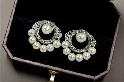 PEDH00135 SDQ Round Pearl Drop Earrings - PEDH