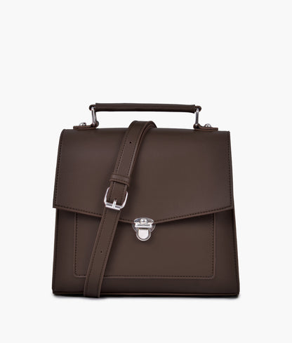 Dark brown push-lock messenger bag