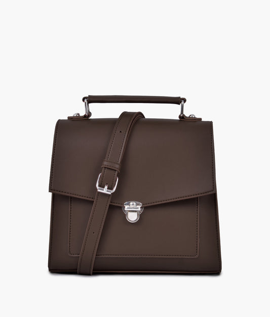 Dark brown push-lock messenger bag